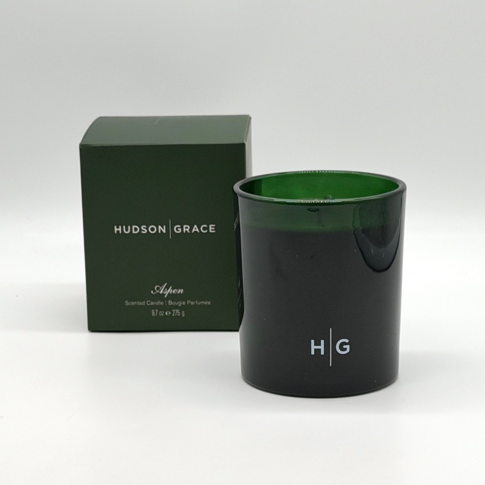 HUDSON GRACE Aspen Scented Candle 9.7 oz Green Glass NEW - Picture 2 of 10